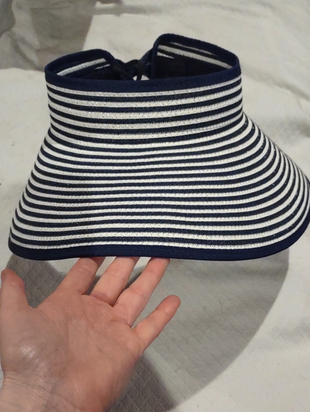 Navy And White Striped Women's Visor Hat